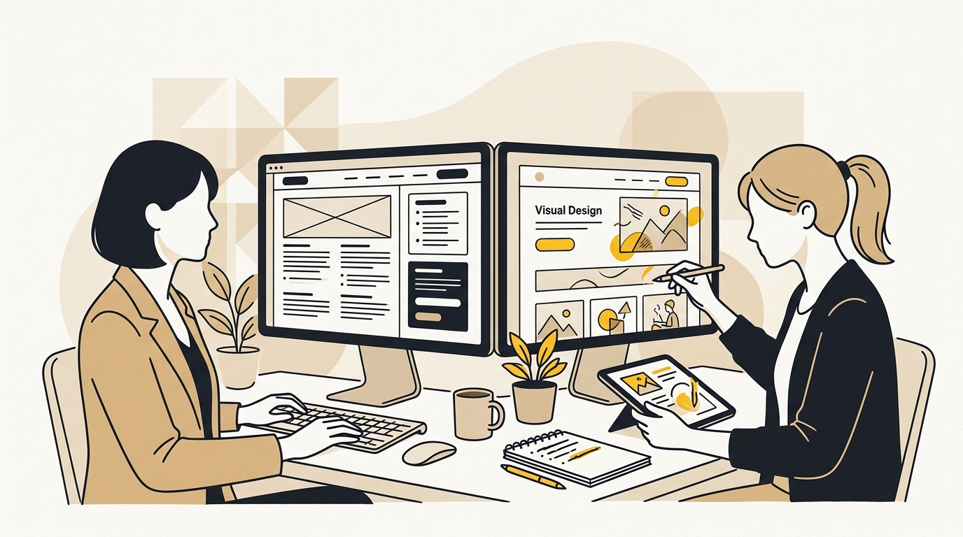 A founder compares two AI-assisted website concepts in a design review for Claude vs ChatGPT for design.